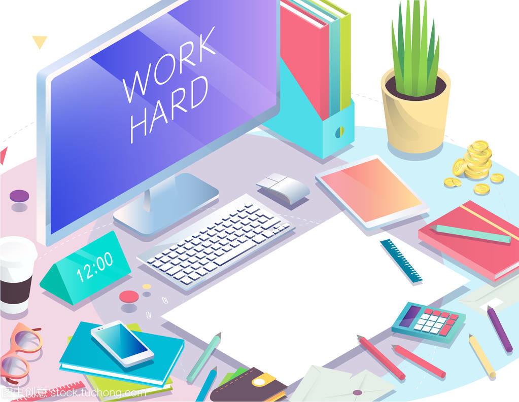 等距設計在計算機工作場所中的辦公用品應用